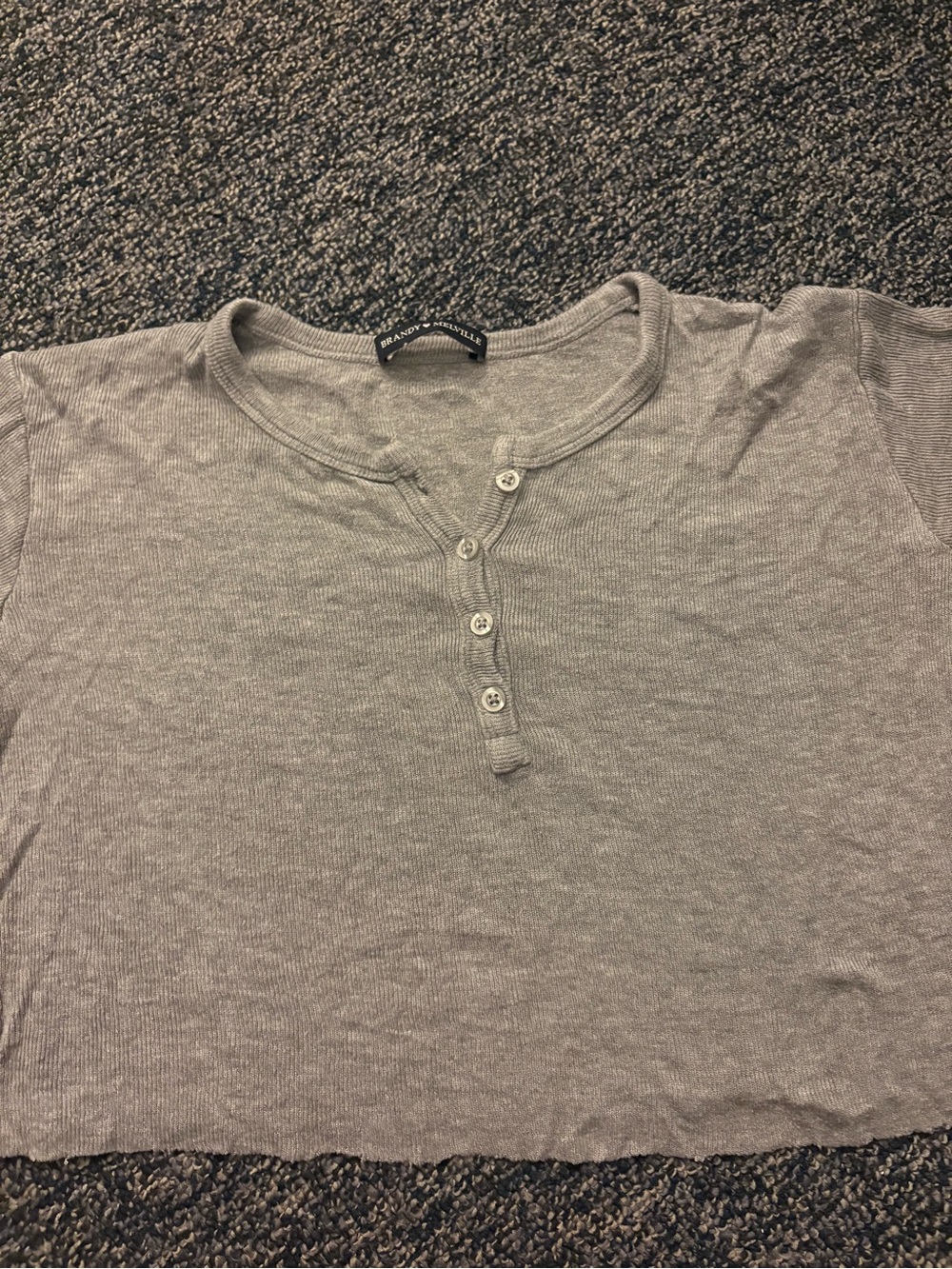 Brandy Melville Gray Botton Long-Sleeve Shirt